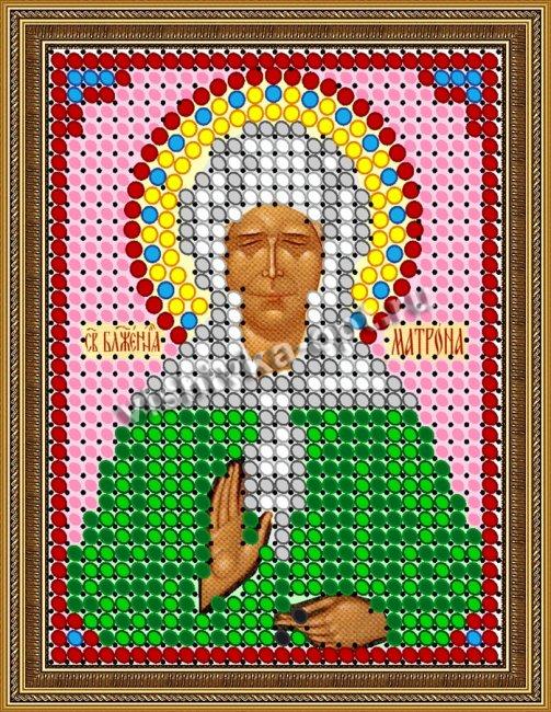 «Диамант» схема на атласе с клеевым покрытием для алмазной вышивки ДЛ-301 «Св. Матрона Московская» 7,5*9,5см (1шт) цвет:ДЛ-301