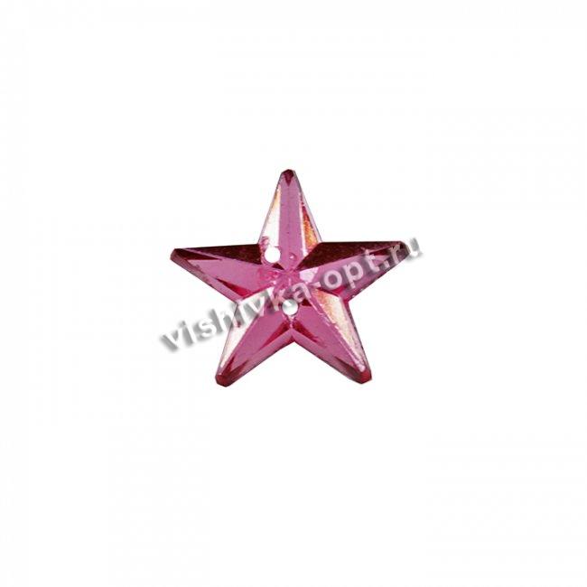 Стразы пришивные пластик "звезда" d13мм (50шт) цвет:С513-св.розовый