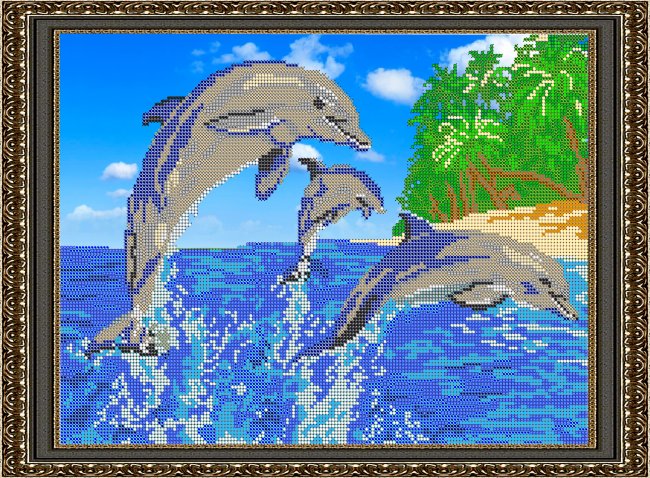 «Светлица» набор для вышивания бисером №021 «Дельфины» бисер Чехия 35,9*26,4см (1шт) цвет:021