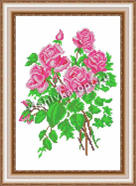 «Светлица» рисунок на ткани для вышивания бисером К-040 «Букет роз» 21,8*29,8см (1шт) цвет:К-040