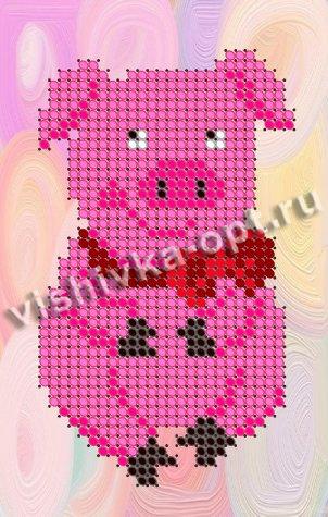 ВЛД-02 «Розовая свинка» 7*11см схема на атласе для вышивания бисером «Вышивочка» (1шт) цвет:ВЛД-02