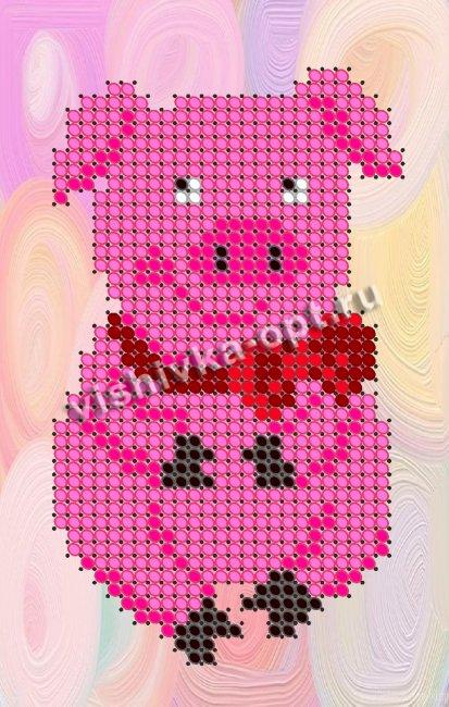 «Диамант» набор со стразами на фанере ДВЛД-02П «Розовая свинка» 7*12см (1шт) цвет:ДВЛД-02П