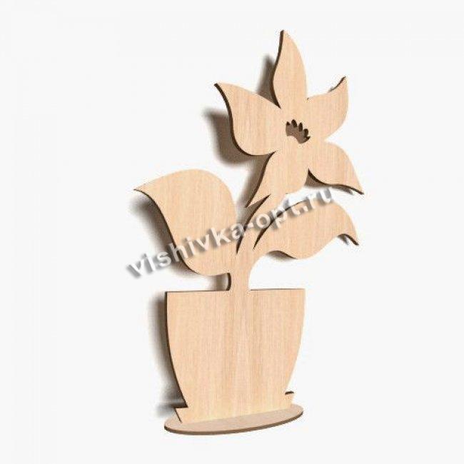 Добрый мастер деревянная заготовка для декупажа №17856 "Цветочек в горшке" 6,5*10см (1шт) цвет:дерево