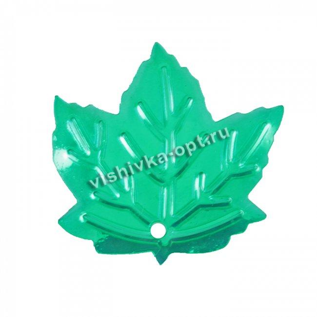 Пайетки фигурные прозрачный перламутр "кленовый лист" 22*21мм (10гр) цвет:L113-зеленый