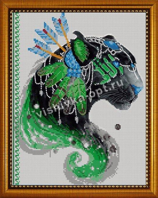 «Диамант» схема на атласе с клеевым покрытием для алмазной вышивки ДВЛ-023 «Пантера» 30*38см (1шт) цвет:ДВЛ-023