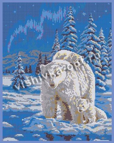 «Диамант» схема с клеевым покрытием для алмазной вышивки ДВЛ-215П «Белые медведи» 38*48см (1шт) цвет:ДВЛ-215П