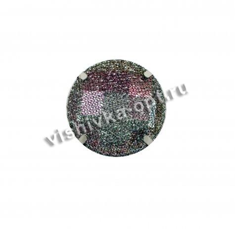 Стразы пришивные в лапках пластик/металл обтянутые тканью FS 3944 d 30мм (10шт) цвет:075-черный