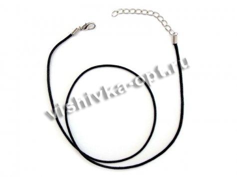 Шнурок для бижутерии вощеный плетеный d 1,5мм ~50см (10шт) цвет:075-черный