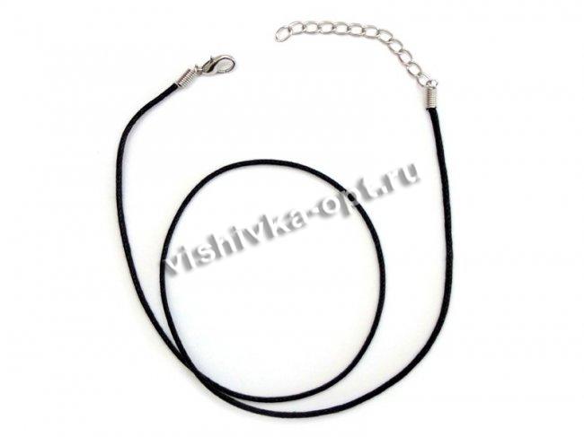 Шнурок для бижутерии вощеный плетеный d 2мм ~50см (10шт) цвет:075-черный