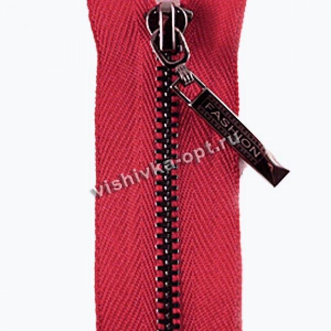 Молния Fashion-S "металл" т.никель тип 3-1 разъемная 70см (1шт) цвет:171-т.красный