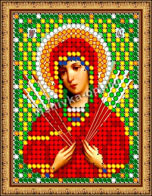 «Светлица» рисунок на ткани для вышивания бисером 414Л «Прсв. Богородица Семистрельная» 6*7,5см (1шт) цвет:414Л