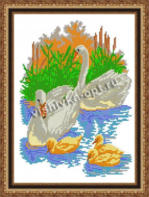 «Светлица» рисунок на канве для вышивания крестом МК-031 «Лебеди» 16,5*21,7см (1шт) цвет:МК-031