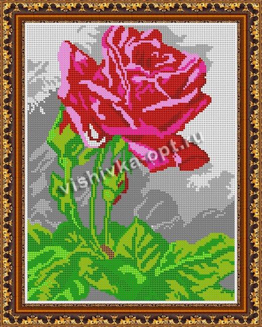 «Светлица» рисунок на ткани для вышивания бисером К-263 «Роза» 24*30см (1шт) цвет:К-263