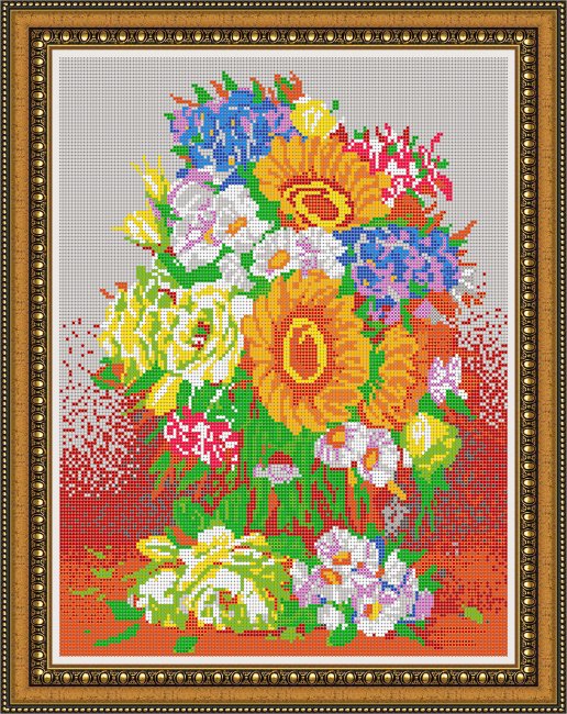 «Светлица» набор для вышивания бисером №331 «Садовые цветы» бисер Чехия 24*30см (1шт) цвет:331