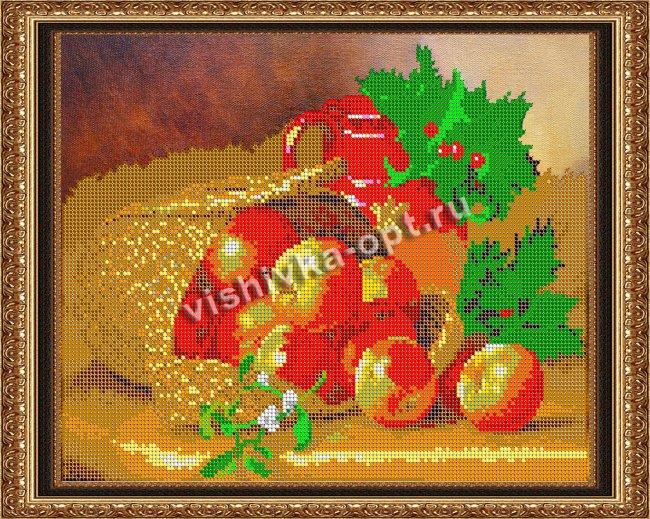 «Светлица» рисунок на ткани для вышивания бисером К-345 «Корзина с яблочками» 31,1*25,2см (1шт) цвет:К-345