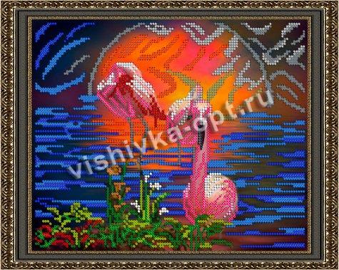 «Светлица» рисунок на ткани для вышивания бисером К-213 «Фламинго» 24*19см (1шт) цвет:К-213