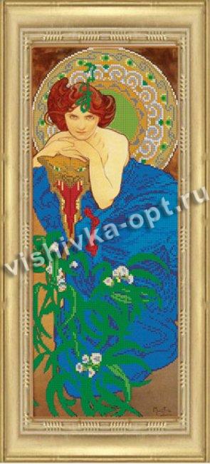 «Светлица» рисунок на ткани для вышивания бисером К-397 «Девушка - изумруд» 19*47,8см (1шт) цвет:К-397