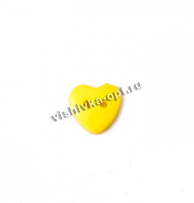 Пуговица "Сердце" 13*12мм на 2 прокола (50шт) цвет:504-желтый