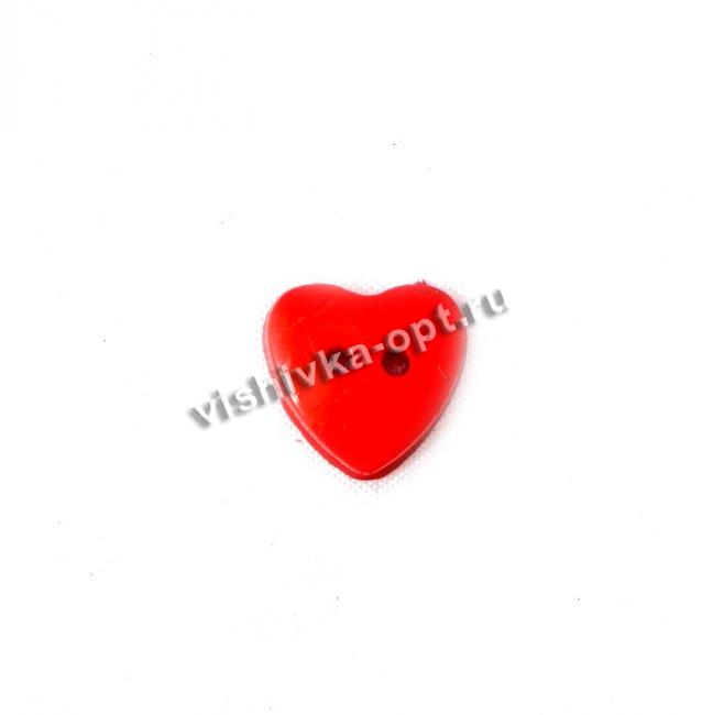 Пуговица "Сердце" 15*14мм на 2 прокола (50шт) цвет:820-красный