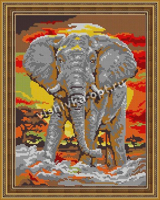 «Светлица» рисунок на ткани для вышивания бисером К-498П «Слон» 24*30см (1шт) цвет:К-498П