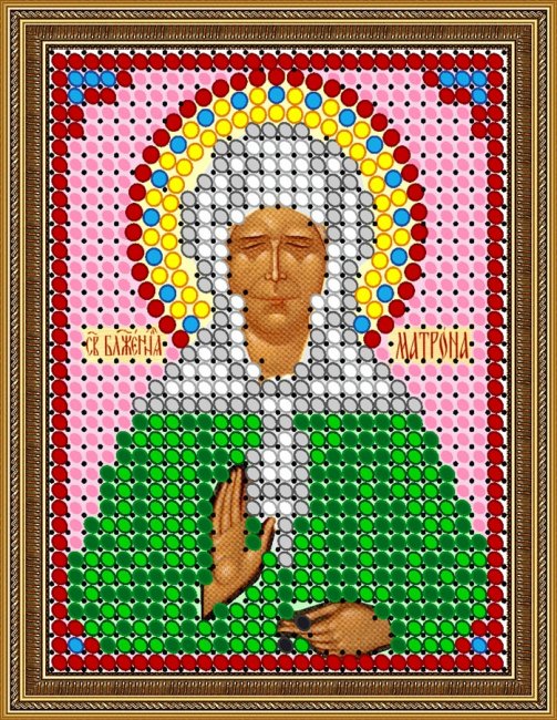 «Светлица» набор для вышивания бисером 8301Л «Св. Матрона» бисер Чехия 6*7,5см (1шт) цвет:8301Л