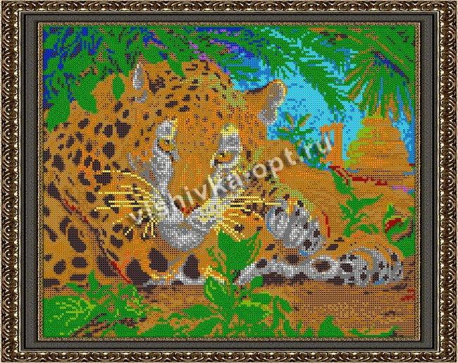 «Диамант» набор со стразами в багетной рамке ДК-424П «Леопард» 48*38см (1шт) цвет:ДК-424П