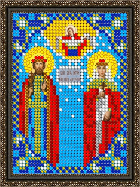 «Светлица» набор для вышивания бисером 8452ЛМ «Св. Петр и Феврония» бисер Чехия 7,5*10см (1шт) цвет:8452ЛМ
