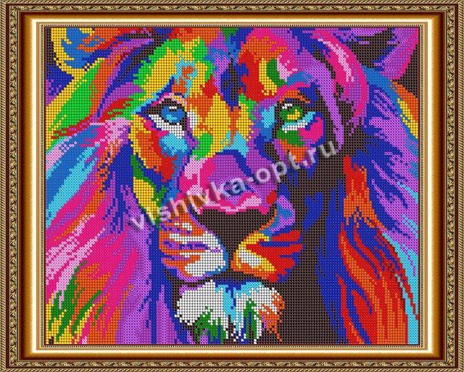 «Светлица» рисунок на ткани для вышивания бисером К-523 «Радужный лев» 30*24см (1шт) цвет:К-523