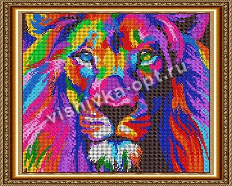«Светлица» рисунок на ткани для вышивания бисером К-523 «Радужный лев» 30*24см (1шт) цвет:К-523