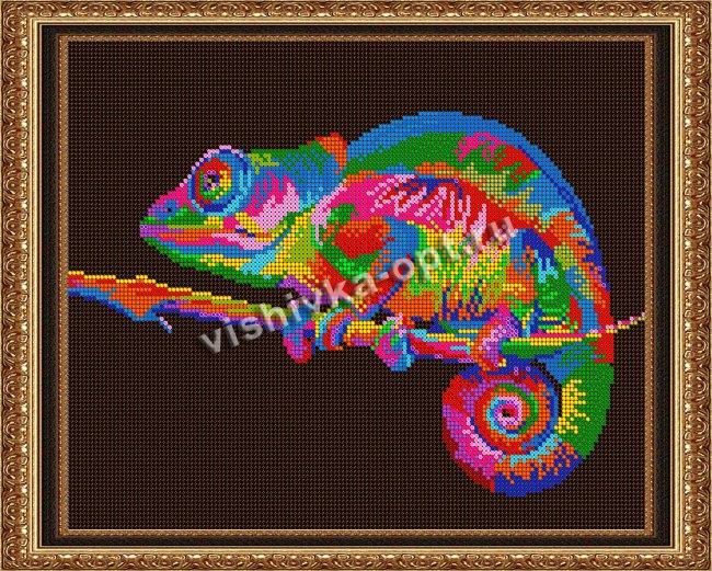 «Светлица» рисунок на ткани для вышивания бисером К-522 «Радужный хамелеон» 30*24см (1шт) цвет:К-522