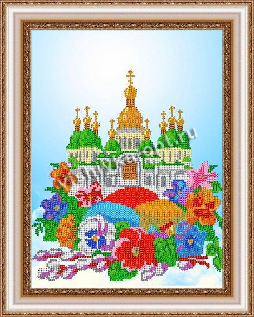 «Светлица» рисунок на ткани для вышивания бисером К-200 «Христос Воскрес» 24*30см (1шт) цвет:К-200