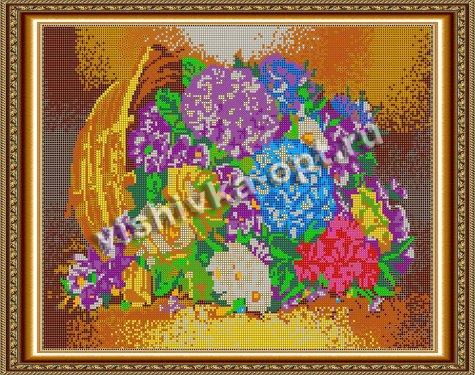 «Светлица» рисунок на ткани для вышивания бисером К-539П «Цветы в корзине» 38*30см (1шт) цвет:К-539П