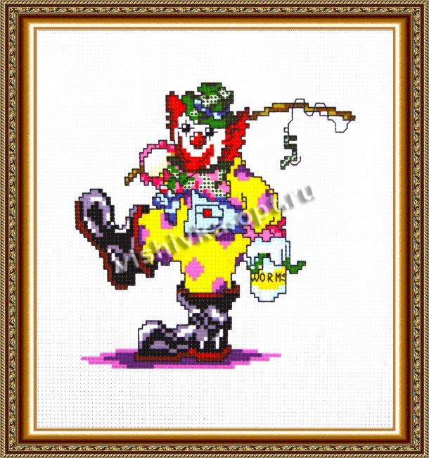 Рисунок на канве для вышивания крестом Д-001 "Клоун с удочкой" 20*23 (1шт) цвет:Д-001