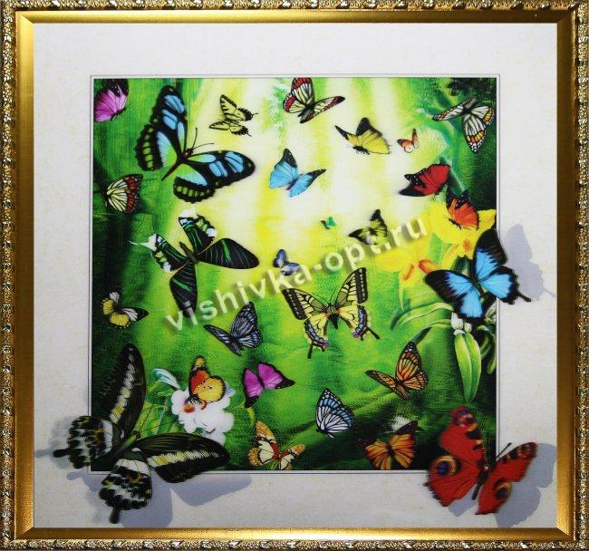 Картина 5D «Бабочки» (без рамки) 38*38см (1шт) цвет:14298Б