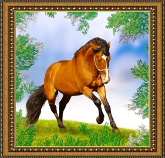 «Светлица» набор для вышивания бисером №125 «Лошадь» бисер Чехия 45*43см (1шт) цвет:125
