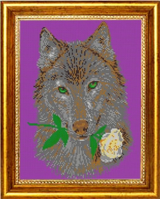 «Светлица» набор для вышивания бисером №495П «Волк и роза» бисер Китай 24*30см (1шт) цвет:495П
