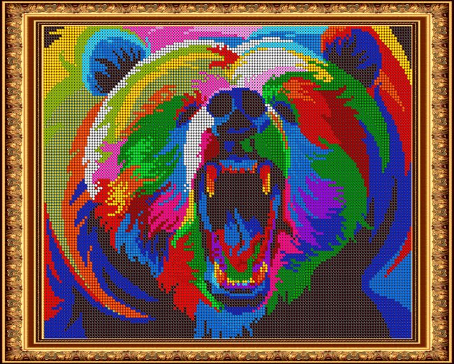 «Диамант» набор со стразами ДК-521П «Радужный медведь» 38*30см (1шт) цвет:ДК-521П