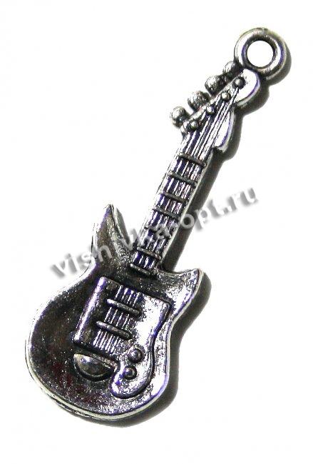 Подвеска металл FS14549 "Гитара" 11*31мм (10шт) цвет:серебро
