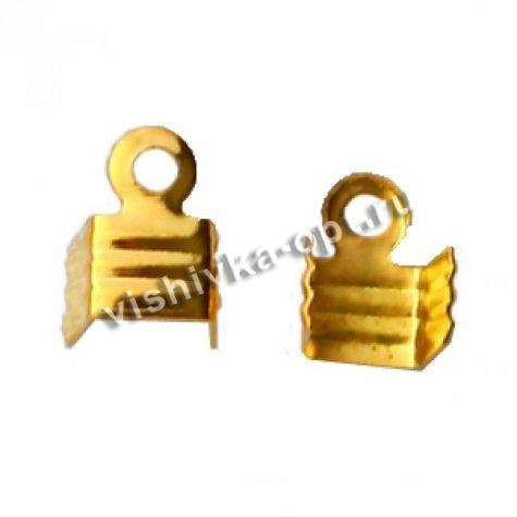 Концевик-зажим FS14580 для шнура 4мм (100шт) цвет:золото