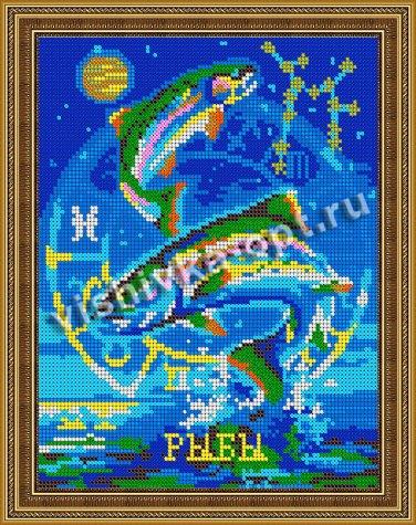 «Диамант» схема с клеевым покрытием для алмазной вышивки ДК-481П «Рыбы» 24*30,5см (1шт) цвет:ДК-481П