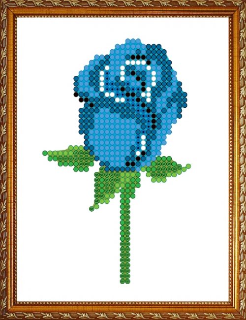 «Диамант» набор со стразами ДВ-004 «Синяя роза» 10*13см (1шт) цвет:ДВ-004