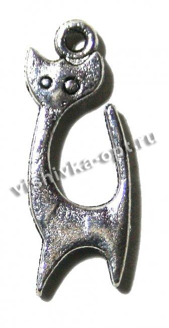 Подвеска металл FS14545 "Кошка" 9*23мм (10шт) цвет:серебро