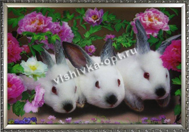 Картина 5D «Кролики»  (без рамки) 38*28см (1шт) цвет:14138Б