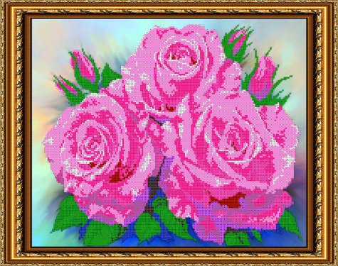 «Диамант» набор со стразами в подарочной фанерной упаковке ДК-383 «Розы» 48*38см (1шт) цвет:ДК-383
