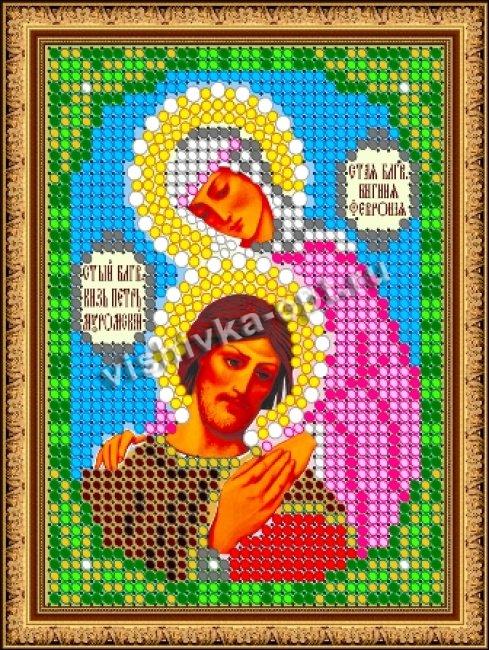 «Светлица» рисунок на ткани для вышивания бисером 418ЛМ «Св. Петр и Феврония» 7,5*10см (1шт) цвет:418ЛМ