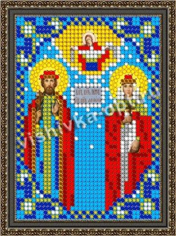 «Светлица» рисунок на ткани для вышивания бисером 452ЛМ «Св. Петр и Феврония» 7,5*10см (1шт) цвет:452ЛМ