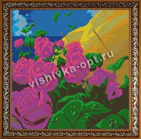 ВЛ-009 «Розы и зонт» 27*27см схема для вышивания бисером «Вышивочка» (1шт) цвет:ВЛ-009