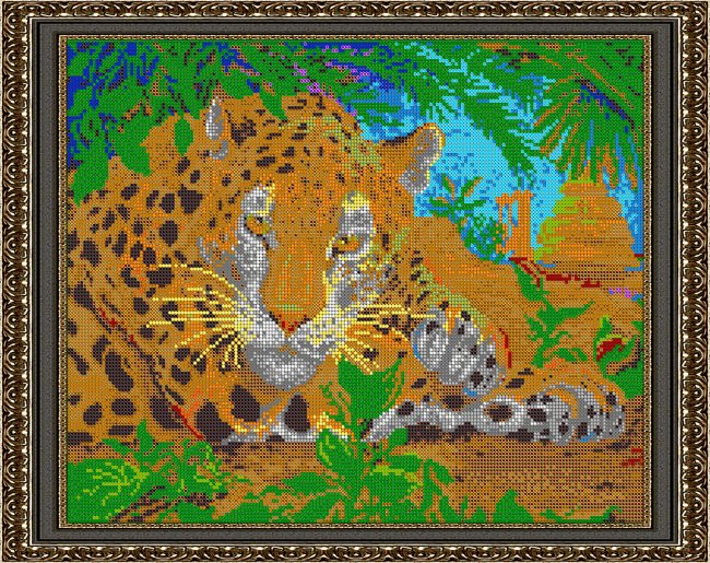 «Светлица» набор для вышивания бисером №424П «Леопард» бисер Китай 38*30см (1шт) цвет:424П