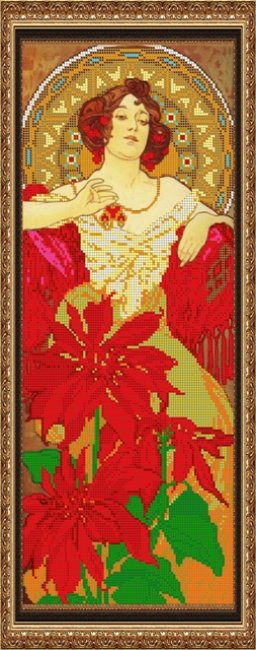 «Светлица» набор для вышивания бисером №398 «Девушка - рубин» бисер Чехия 19*48см (1шт) цвет:398