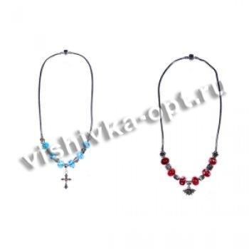 Цепочка с застежкой FS6014 "Pandora Style" с бусинами и подвеской (1шт) цвет:цветной